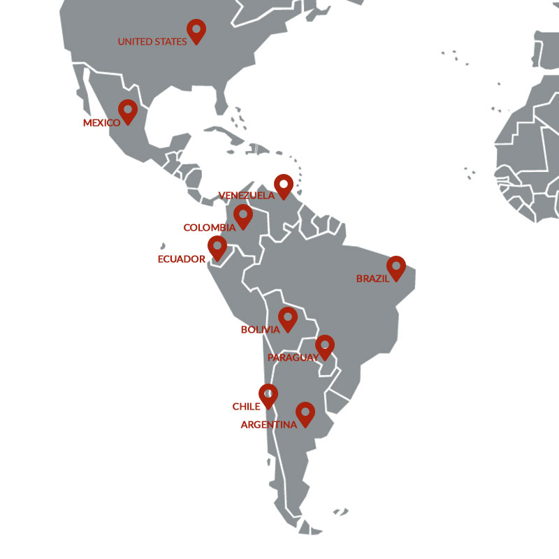 Mapa de presencia en Latinoamérica
